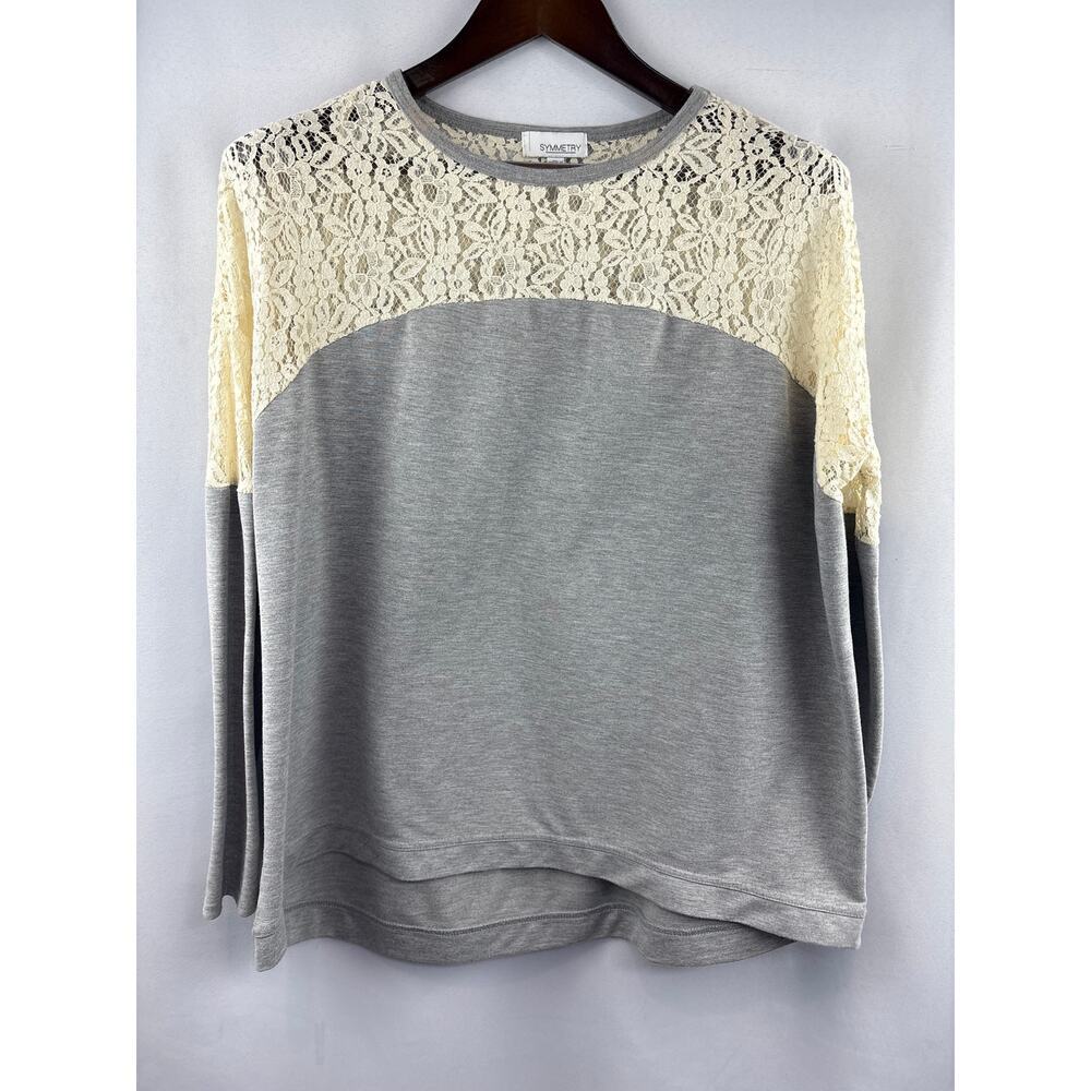 Women’s Symmetry XL Gray Crewneck w/ Cream Lace Details
